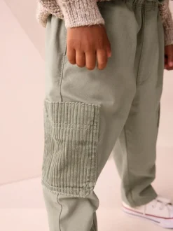 Grijs-groen - Broek met elastische taille en zijzakken (3mnd -7jr)