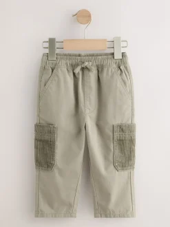 Grijs-groen - Broek met elastische taille en zijzakken (3mnd -7jr)