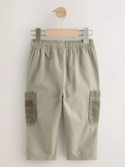 Grijs-groen - Broek met elastische taille en zijzakken (3mnd -7jr)