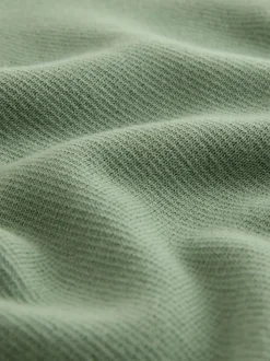 Grijs-groen - Effen - Regular fit 100% katoenen premium trui met korte rits