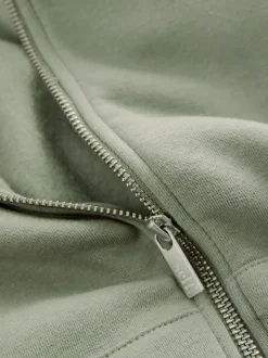 Grijs-groen - Jack met capuchon en ritssluiting