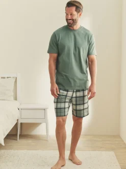 Grijs-groen - Motionflex behaaglijke pyjamaset met korte broek