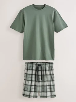 Grijs-groen - Motionflex behaaglijke pyjamaset met korte broek