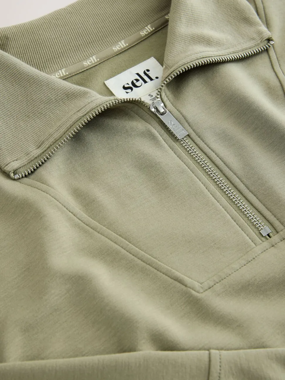 Grijs-groen - self. Half Zip Modal Sweatshirt