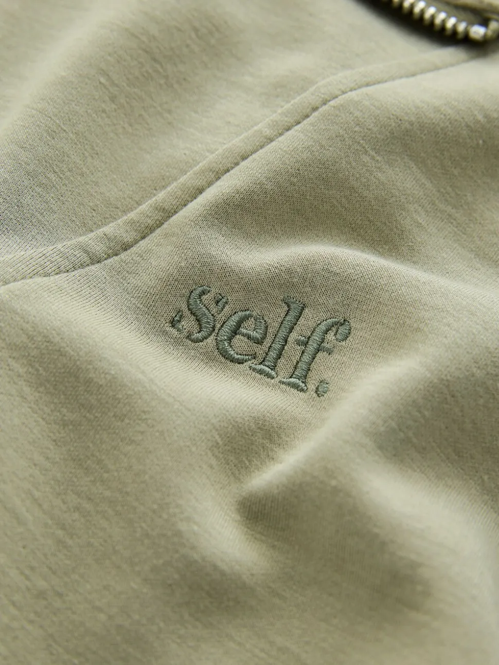 Grijs-groen - self. Half Zip Modal Sweatshirt