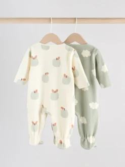 Grijs-groen - Set van 2 baby-onesies van microfleece met tweewegrits