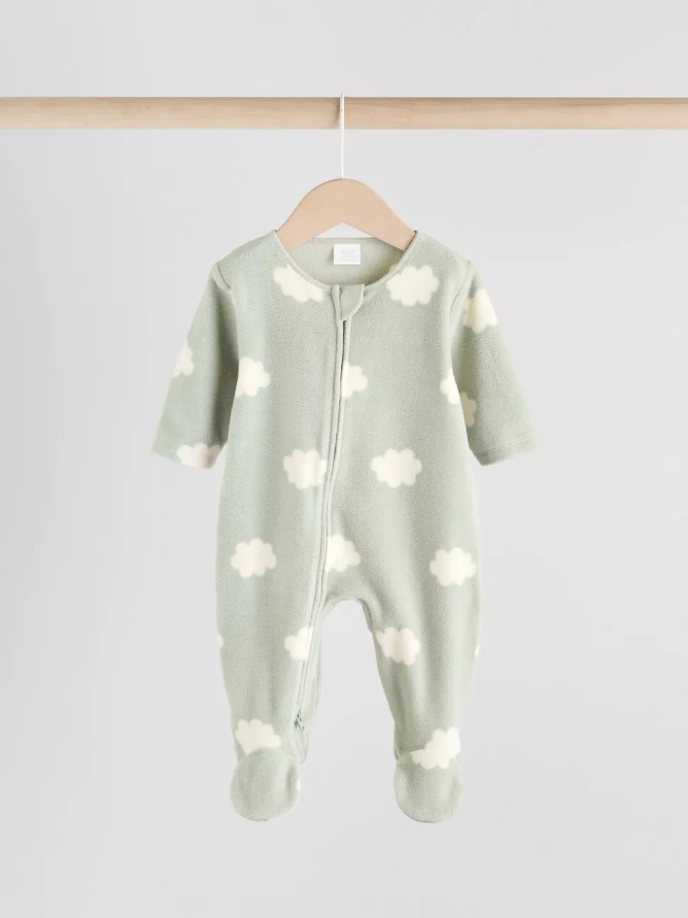 Grijs-groen - Set van 2 baby-onesies van microfleece met tweewegrits