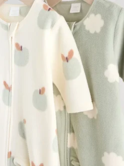 Grijs-groen - Set van 2 baby-onesies van microfleece met tweewegrits