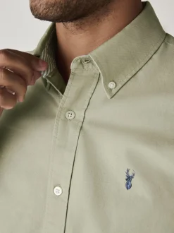 Grijs-groen - Slim Fit - Oxford-hemd met lange mouwen