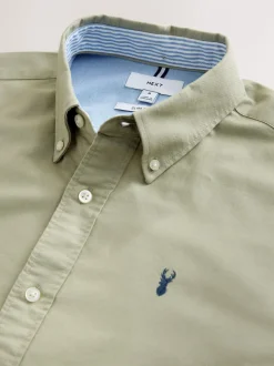 Grijs-groen - Slim Fit - Oxford-hemd met lange mouwen