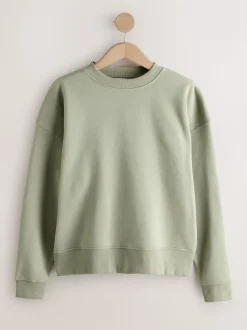 Grijs-groen - Supersoft Peached Essentials sweatshirt met ronde hals en naaddetail