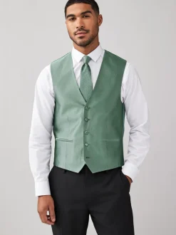 Grijs-groen - Zijden gilet met textuur