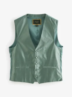 Grijs-groen - Zijden gilet met textuur