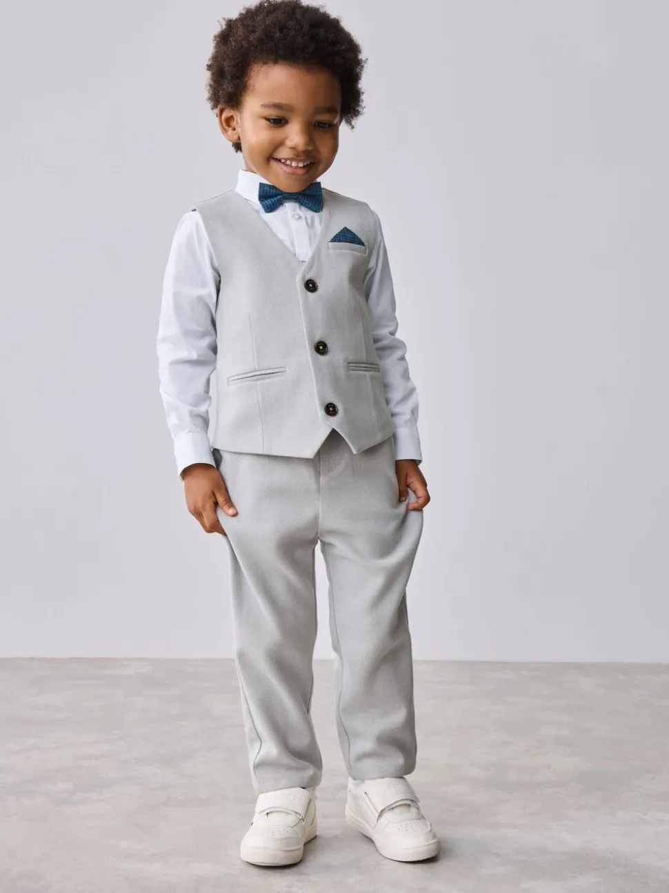 Grijs/marineblauw - Baker by Ted Baker set van gilet, overhemd en broek
