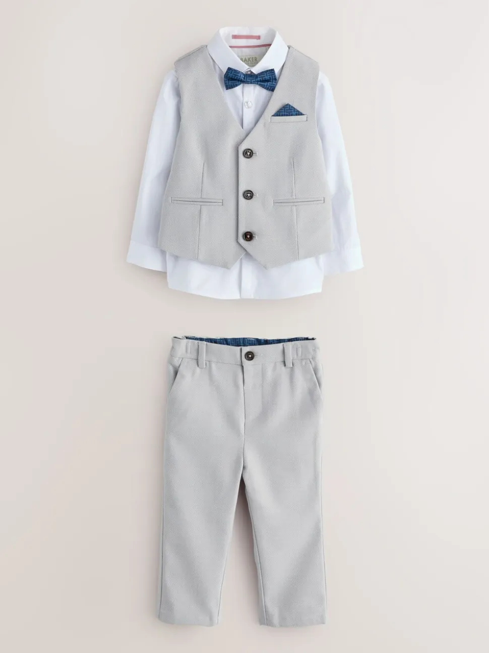 Grijs/marineblauw - Baker by Ted Baker set van gilet, overhemd en broek