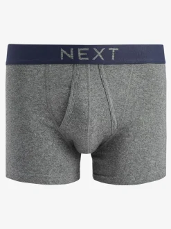 Grijs/marineblauw - Verpakking van 4 - A-frontboxershorts van 100% zuiver katoen