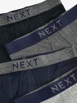 Grijs/marineblauw - Verpakking van 4 - A-frontboxershorts van 100% zuiver katoen