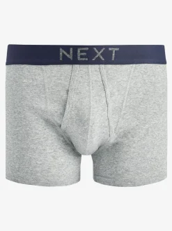 Grijs/marineblauw - Verpakking van 10 - A-frontboxershorts van 100% zuiver katoen