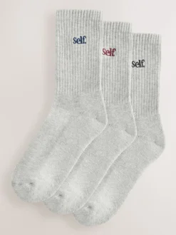 Grijs/marineblauw/paarsrood - zelf. 3 paar lounge enkelsokken met verzachte zool