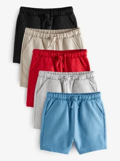Grijs/marineblauw/rood - Verpakking van 5 jersey shorts (3mnd -7jr)