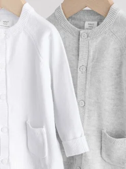 Grijs/wit - Grijs en wit 2pk gebreid babyvestje