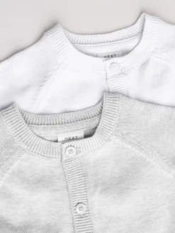 Grijs/wit - Grijs en wit 2pk gebreid babyvestje