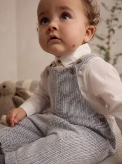 Grijs/wit - Set met bretelbroeken en Bodysuit van geweven katoen voor baby's (0mnd-3jr)