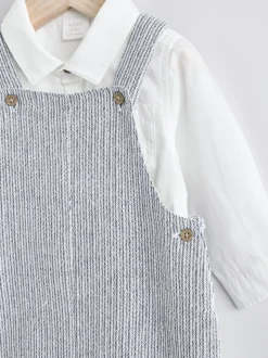 Grijs/wit - Set met bretelbroeken en Bodysuit van geweven katoen voor baby's (0mnd-3jr)