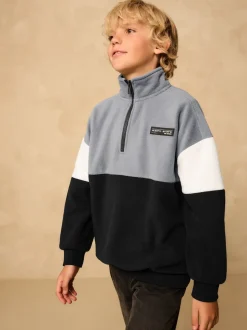 Grijs/zwart - Fleece met trechterkraag (3-16jr)