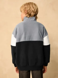 Grijs/zwart - Fleece met trechterkraag (3-16jr)