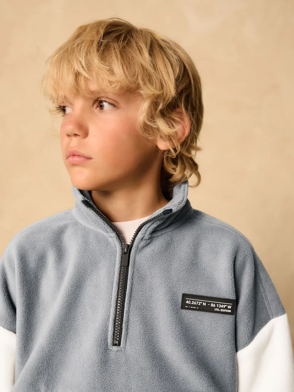 Grijs/zwart - Fleece met trechterkraag (3-16jr)