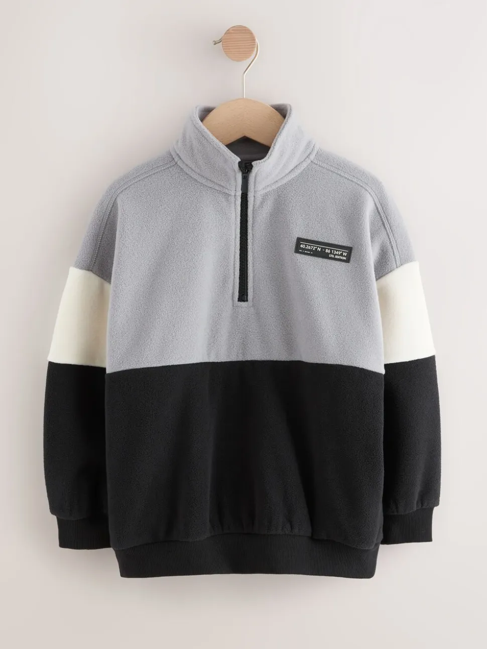 Grijs/zwart - Fleece met trechterkraag (3-16jr)
