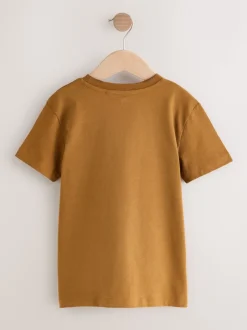 Grijs/zwart/kakigroen/lichtbruin - T-shirts met korte mouwen en geborduurd rendier, verpakking van 4 (3-16jr)