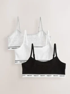 Grijs/zwart/wit - Set van 3 crop tops met bandjes (5 - 16 jr)