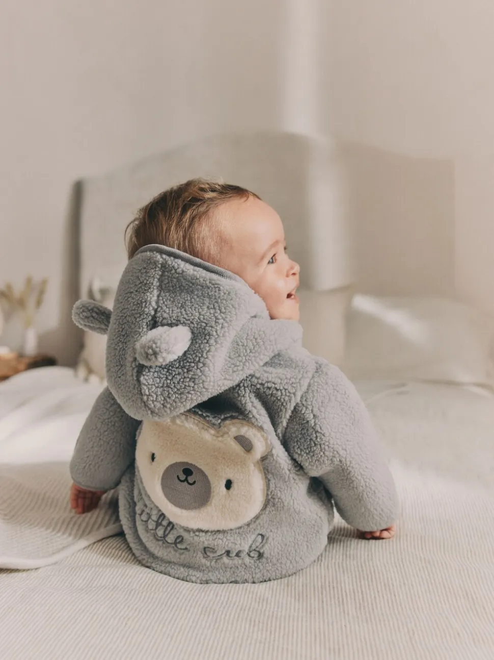 Grijze beer - Knusse Borg Fleece Babyjack