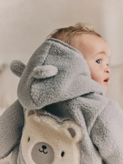 Grijze beer - Knusse Borg Fleece Babyjack
