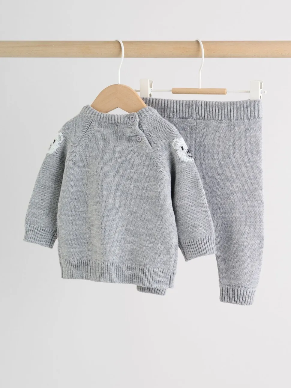 Grijze beer - Set van gebreide top en legging (0mnd -2jr)