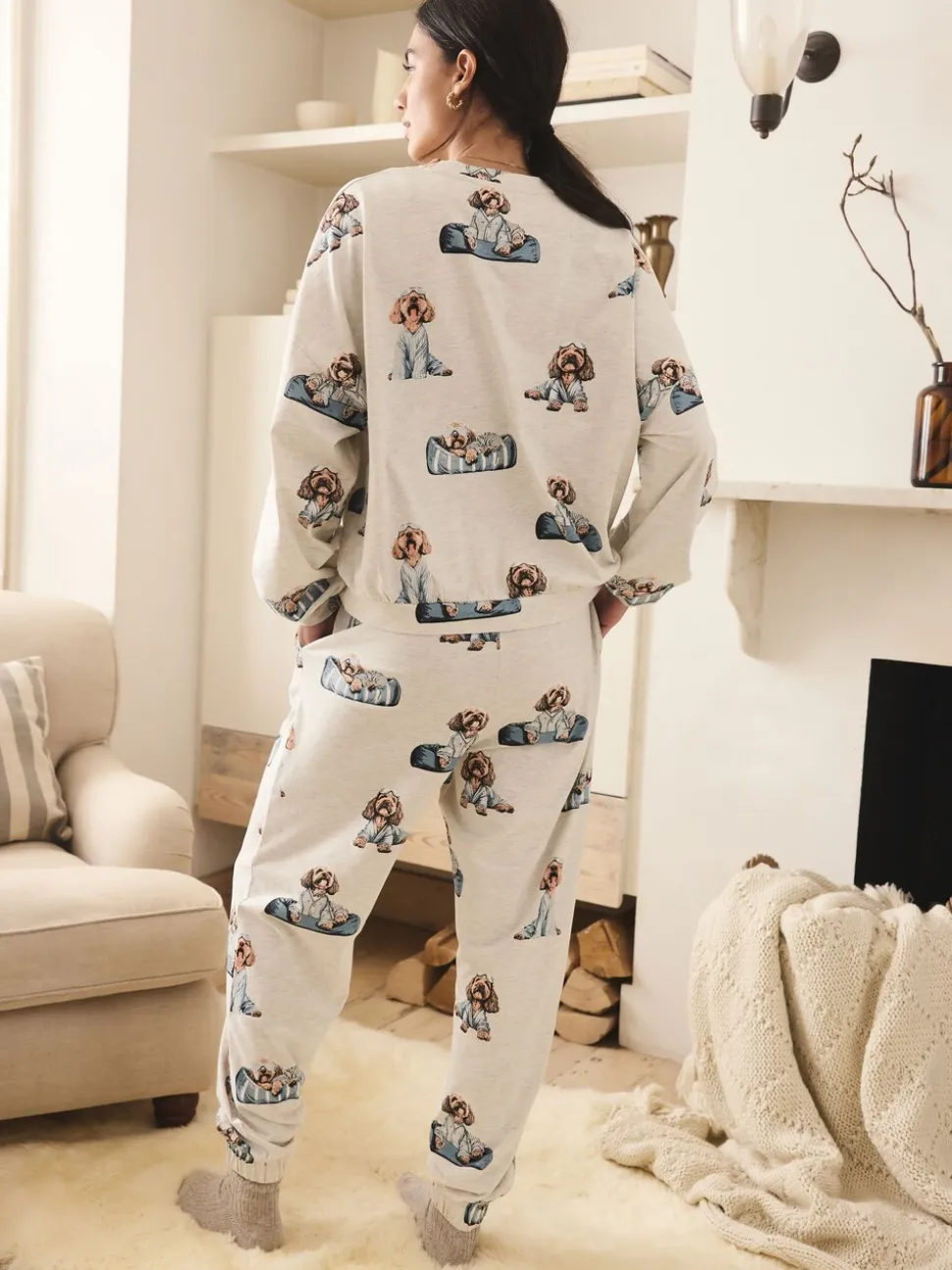 Grijze Charlie the Cockapoo - Pyjama met lange mouwen