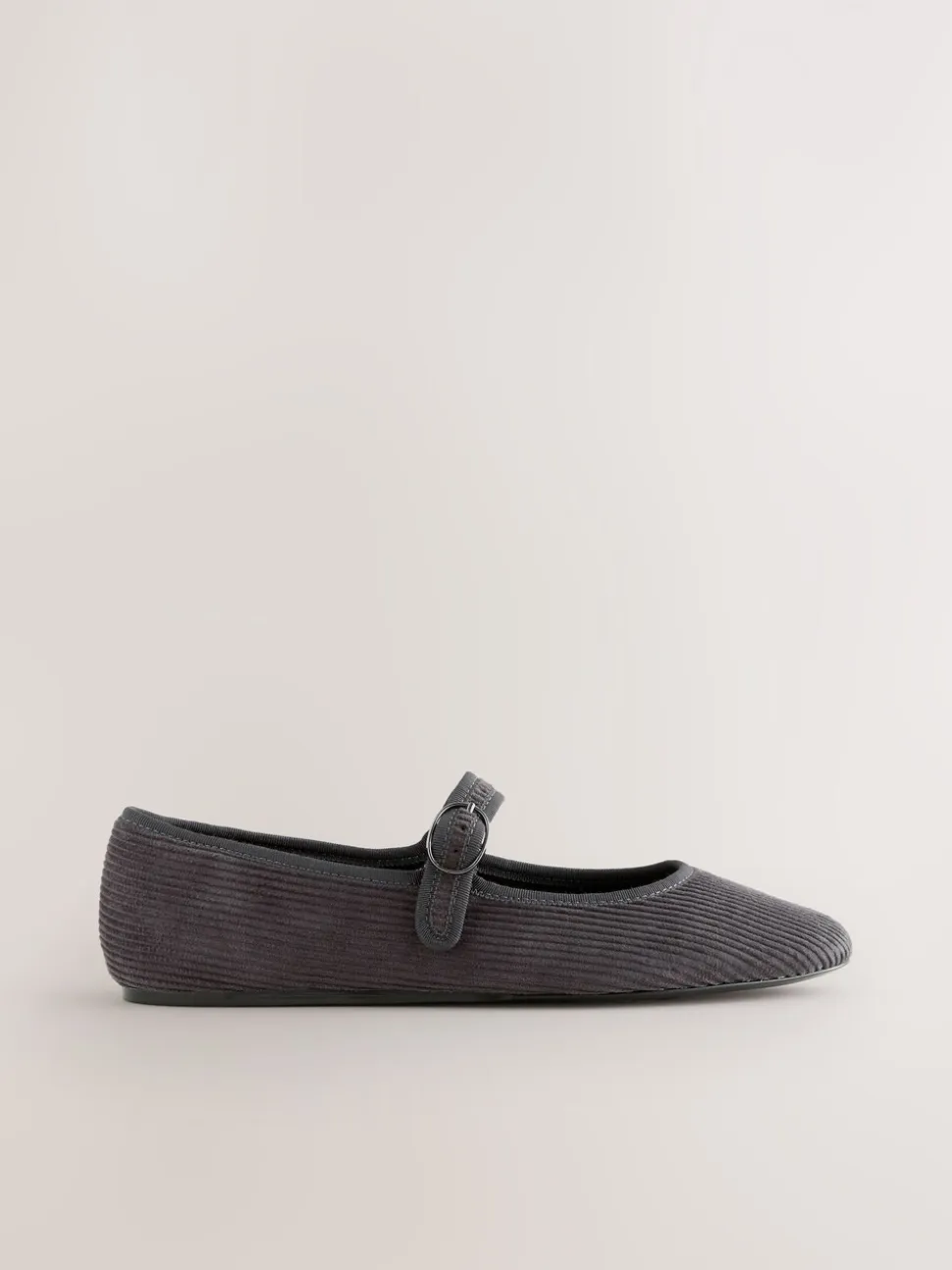 Grijze corduroy - Forever Comfort Round Toe Buckle Detail Mary Jane Shoes