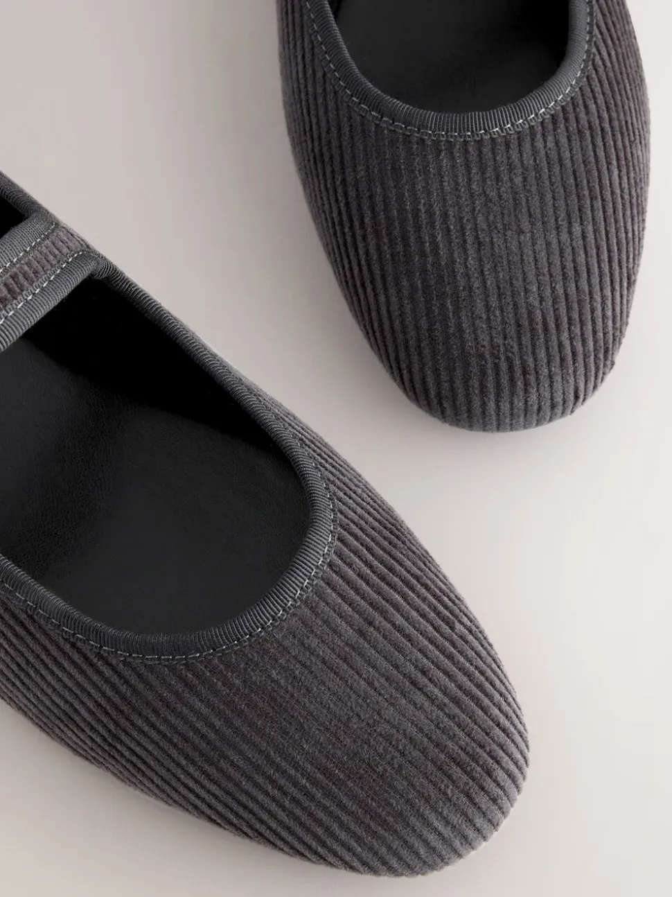 Grijze corduroy - Forever Comfort Round Toe Buckle Detail Mary Jane Shoes