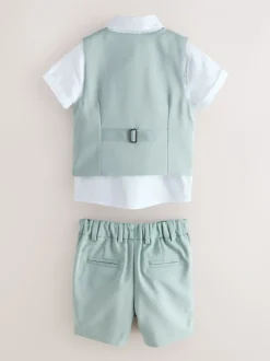 Groen - Baker By Ted Baker set van overhemd, gilet en short