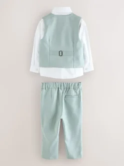 Groen - Baker by Ted Baker set van gilet, overhemd en broek