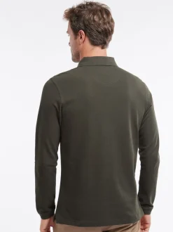 Groen - Barbour® - Essential sport poloshirt met lange mouwen