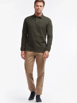 Groen - Barbour® - Essential sport poloshirt met lange mouwen