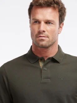 Groen - Barbour® - Essential sport poloshirt met lange mouwen
