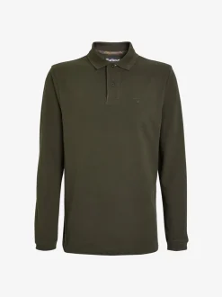 Groen - Barbour® - Essential sport poloshirt met lange mouwen