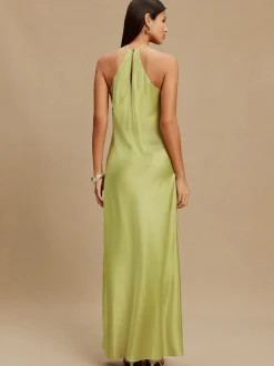 Groen - Bridesmaids Satin Halterneck Maxi Dress