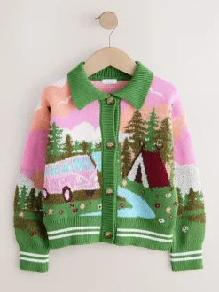 Groen - Campervan Scene Cardigan (3-16yrs)