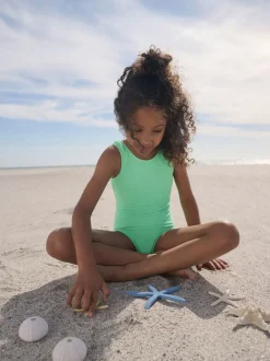 Groen - Crinkle Swimsuit (3-16yrs)
