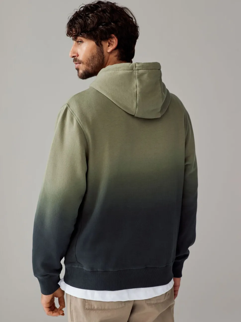 Groen - Dip Dye Katoenrijke Jersey Hoodie